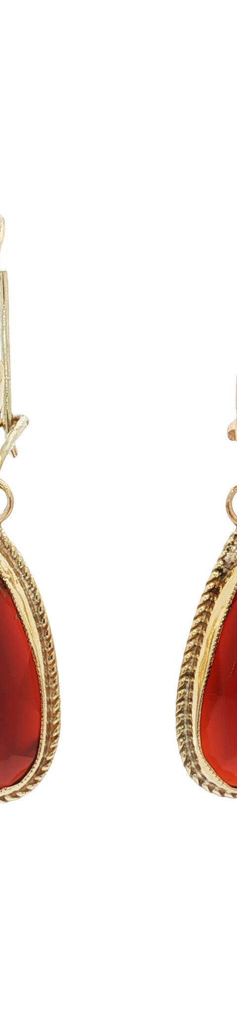Vintage 14K Gold Drop Earrings with Carnelian